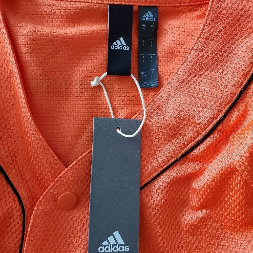 NEW Adidas Mesh Baseball Orange Jersey Shirt - Picture 4 of 6